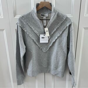Beach Riot Anthropologie Monroe Gray Ruffle Pullover Collab